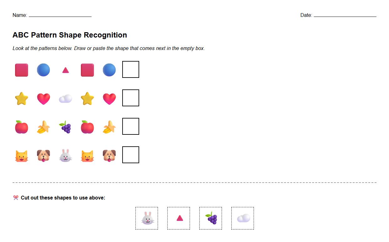 ABC Pattern Shape Recognition Worksheet