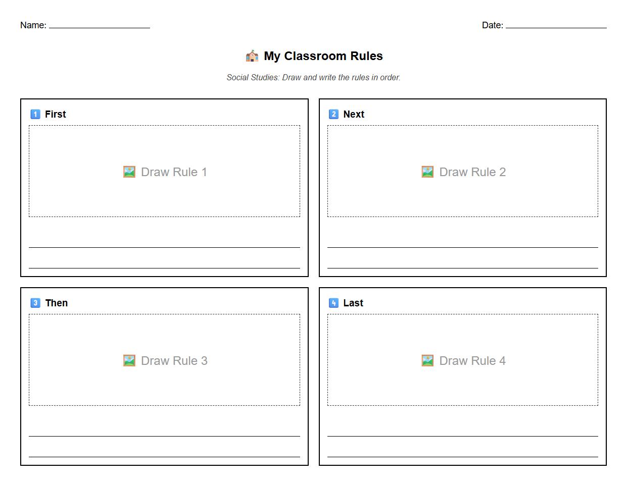 Blank Storyboard for Custom Classroom Rule Sequencing