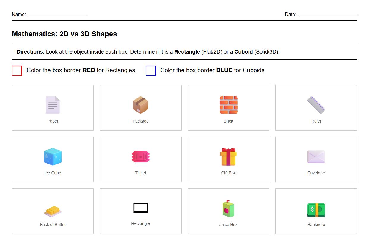 Color Coded Sorting for Rectangles and Cuboids