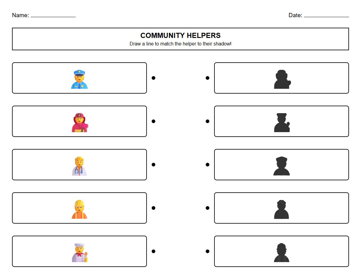 Community Helper Shadow Matching Visual Discrimination Activity