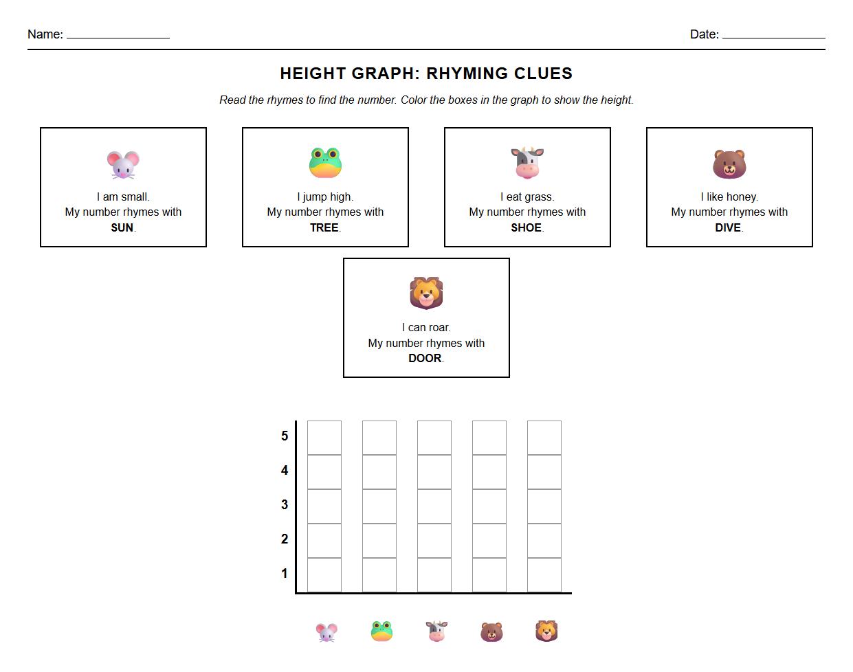 Complete the Height Graph Using Rhyming Word Clues