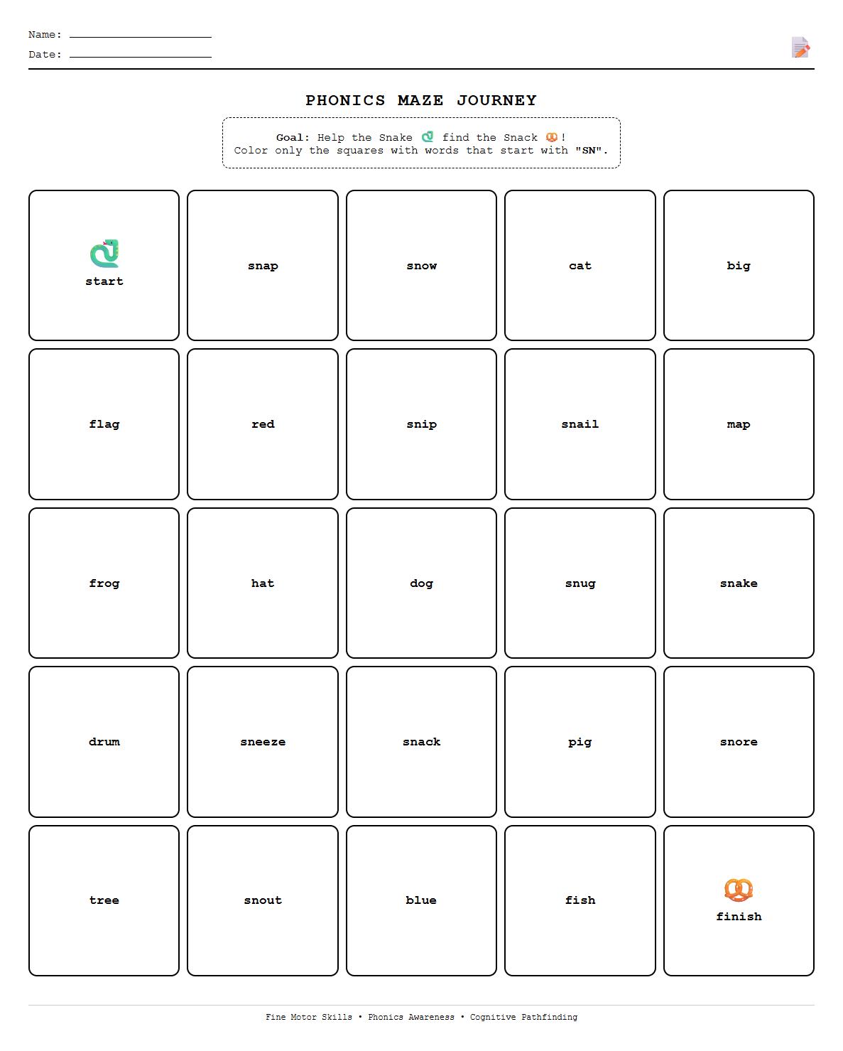 Consonant Clusters Phonics Maze Journey