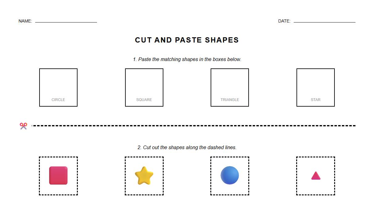 Cut and Paste Simple Shapes Activity