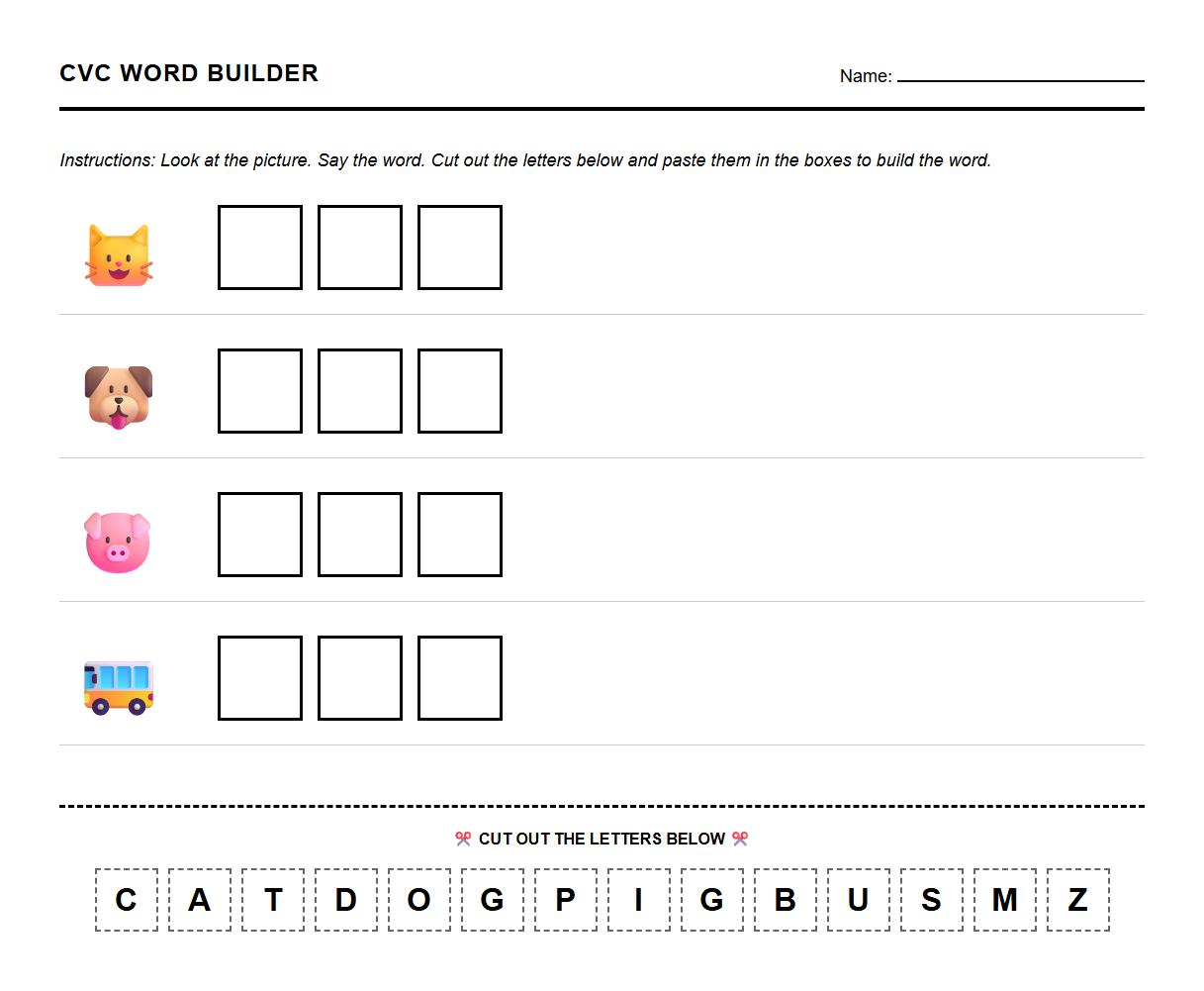 CVC Words Word Building Manipulatives