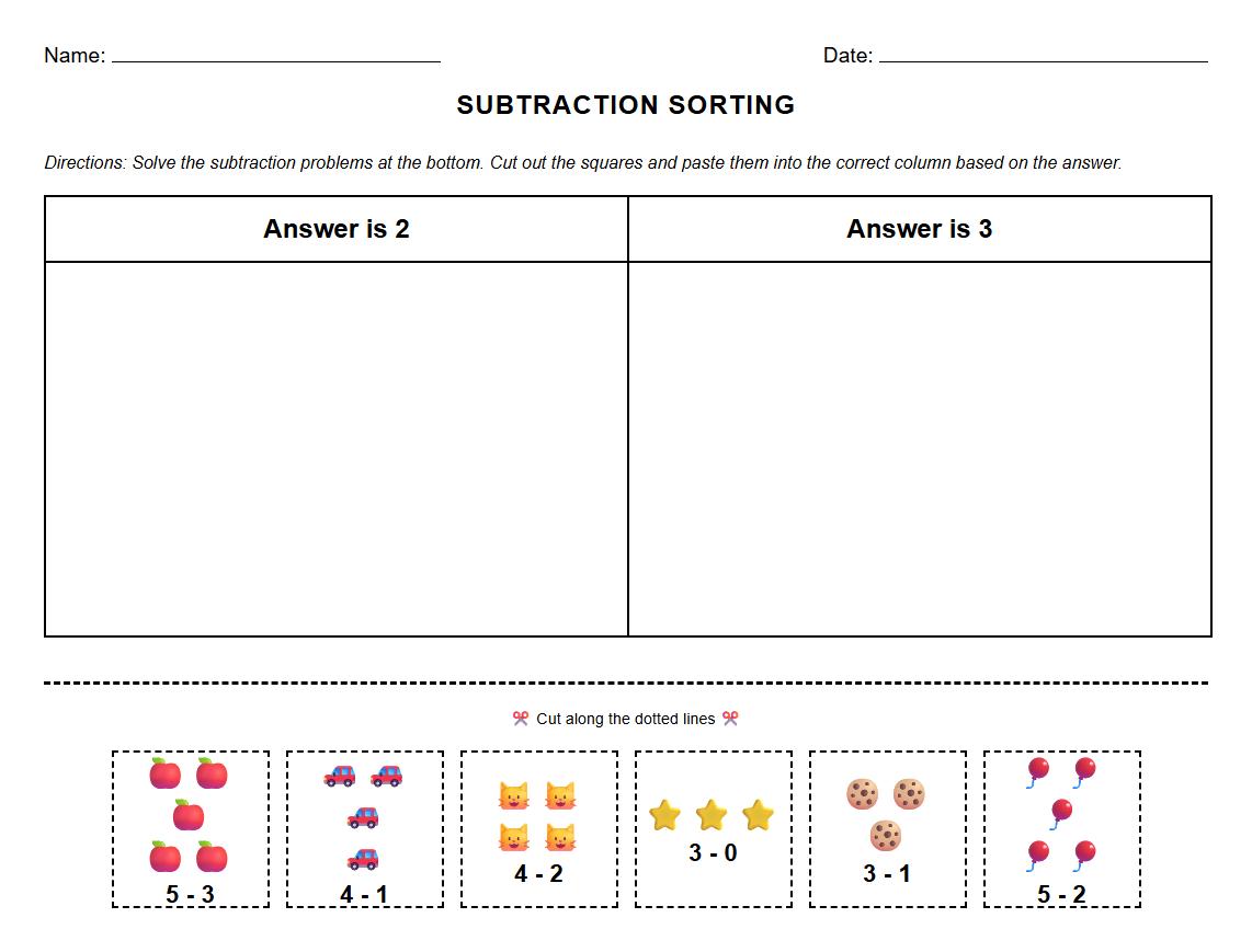 Ending Sound Subtraction Sorting Worksheet
