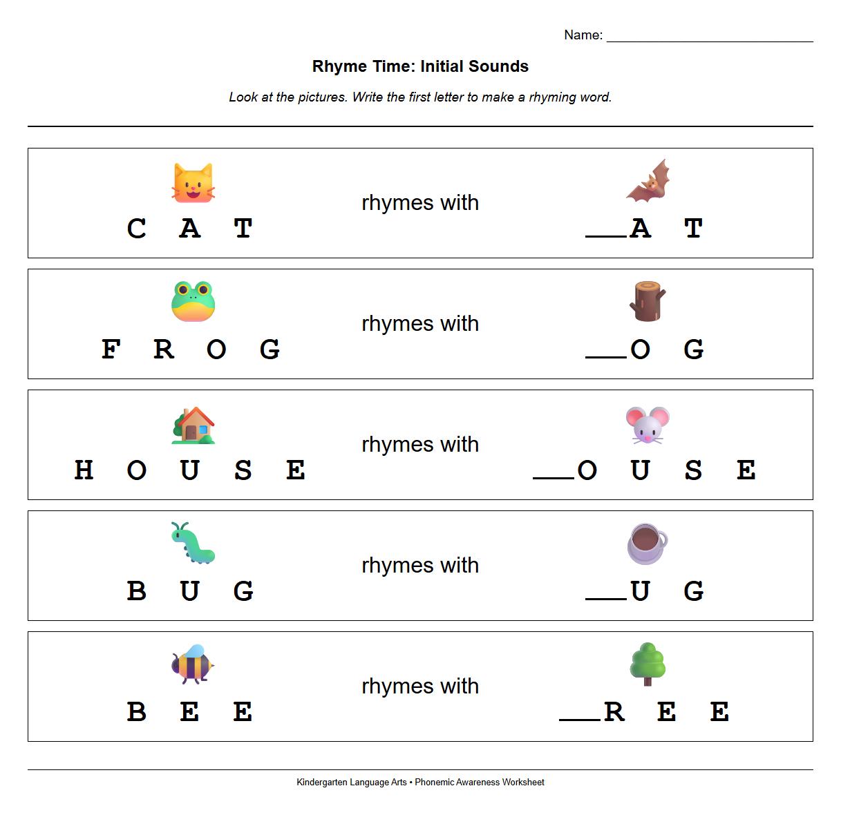 Fill in the Blank Rhyming Word with Phoneme Cues