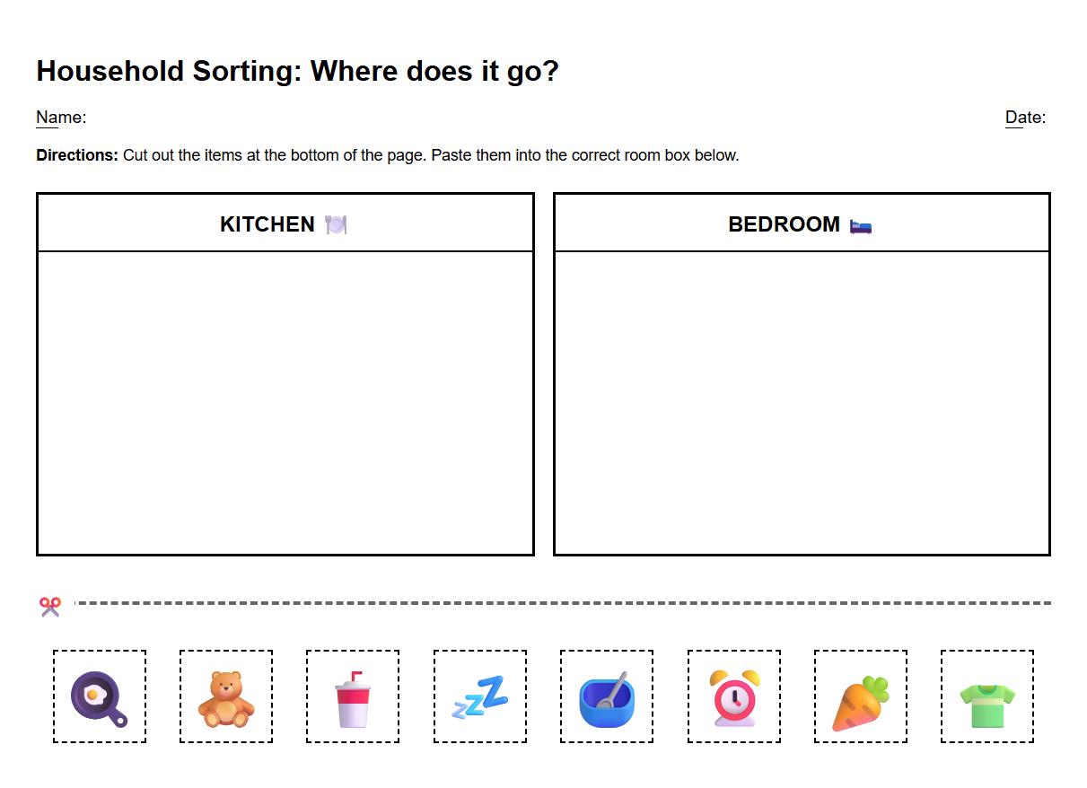 Household Items Semantic Difference Cut and Paste