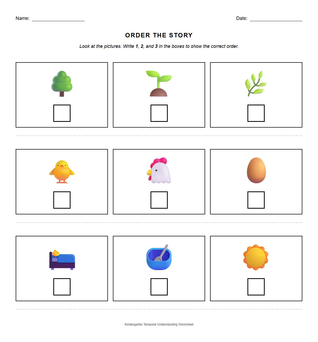 Image Ordering Worksheets for Temporal Understanding