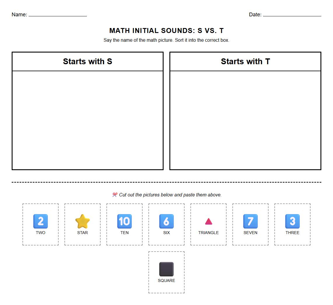 Initial Sound Phonics Sorting Worksheet