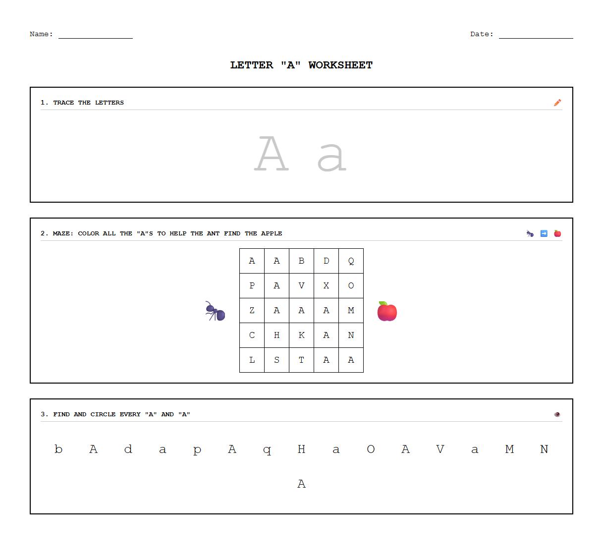 Letter Formation Mazes with Visual Discrimination