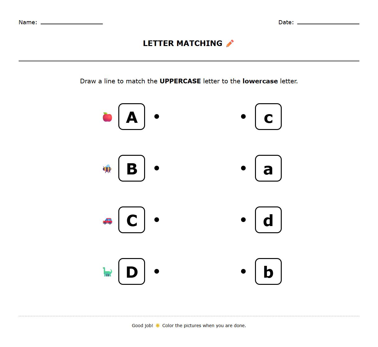 Letter Shape Recognition and Matching Task