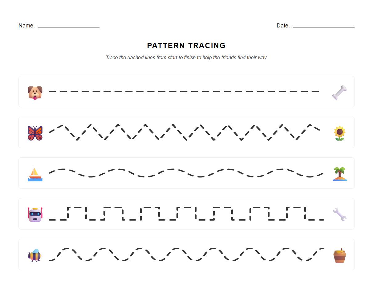 Patterned Line Bilateral Coordination Worksheet