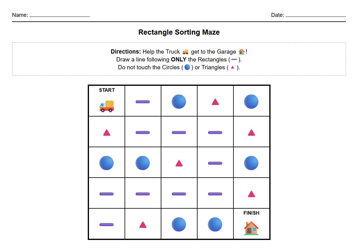 Rectangle Sorting Maze for Spatial Reasoning