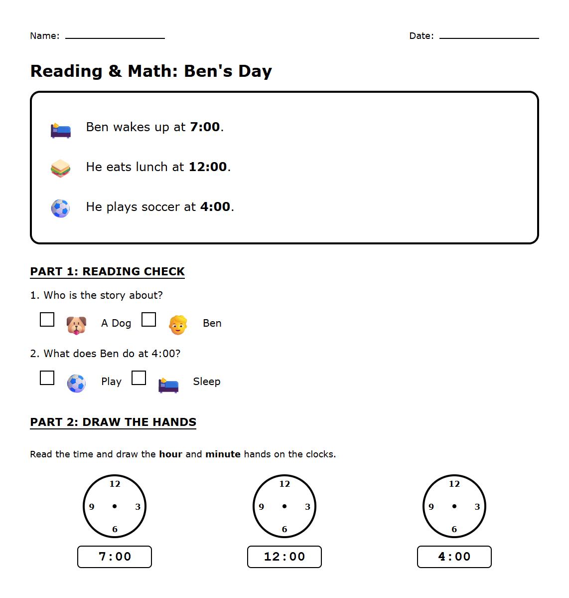Short Story Reading Comprehension with Time Identification