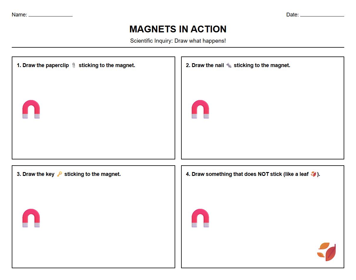 Simple Scientific Inquiry Drawing Magnets in Action