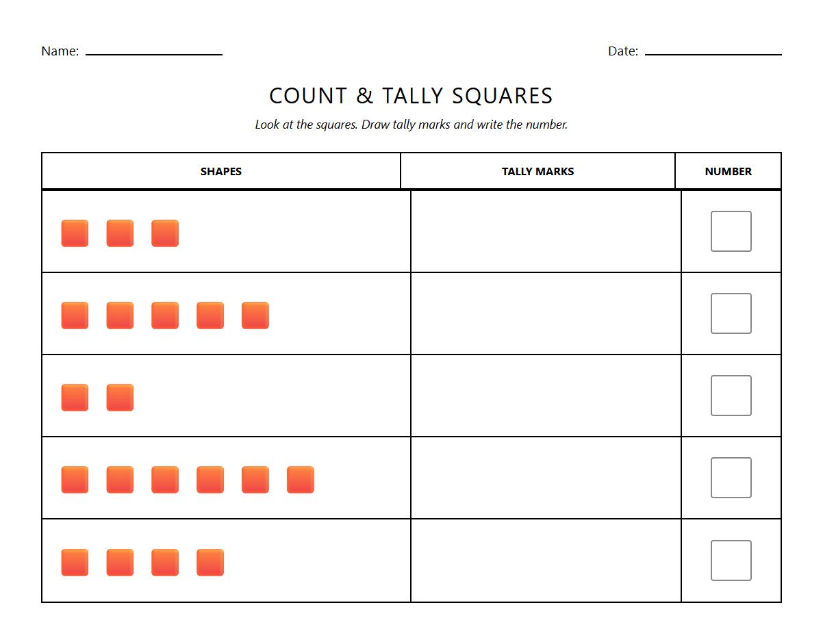 Square Shape Tallying for Subitizing Practice