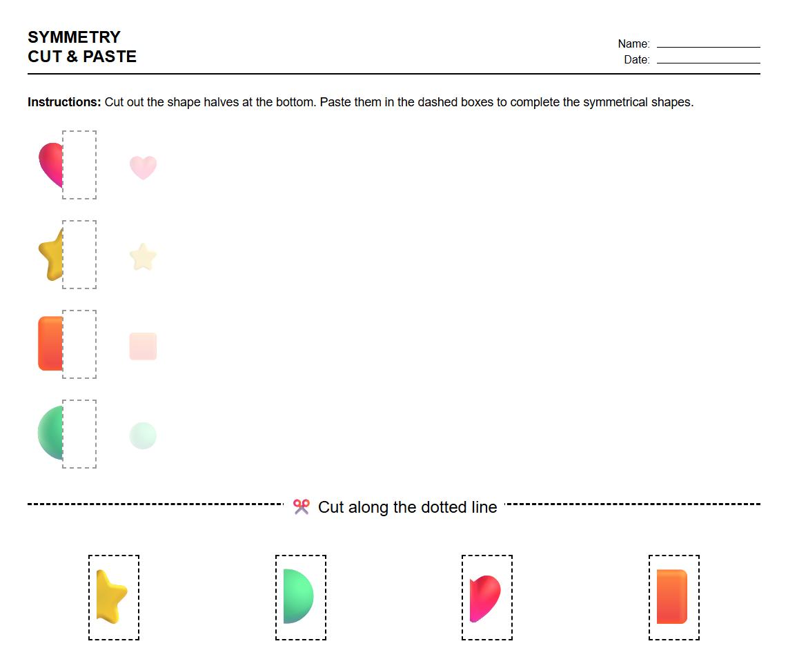 Symmetry in 2D Shapes Cut and Paste Exercise