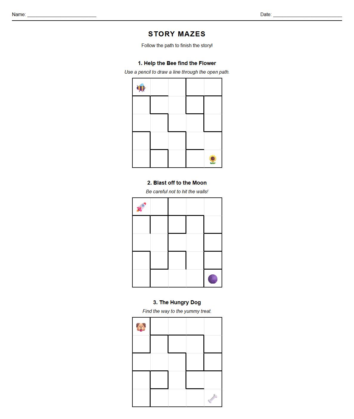 Themed Story Mazes Supporting Visual Motor Integration
