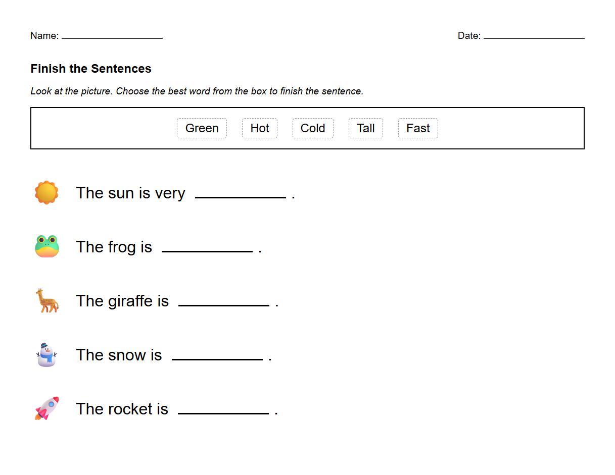 Themed Vocabulary Expansion Sentences Task
