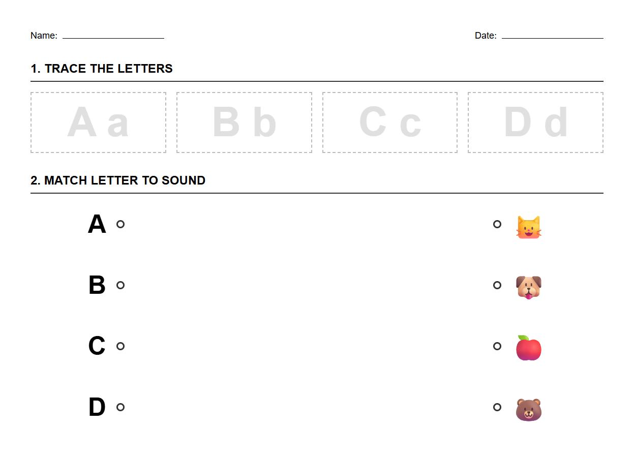 Tracing and Matching Letters with Phonics Images