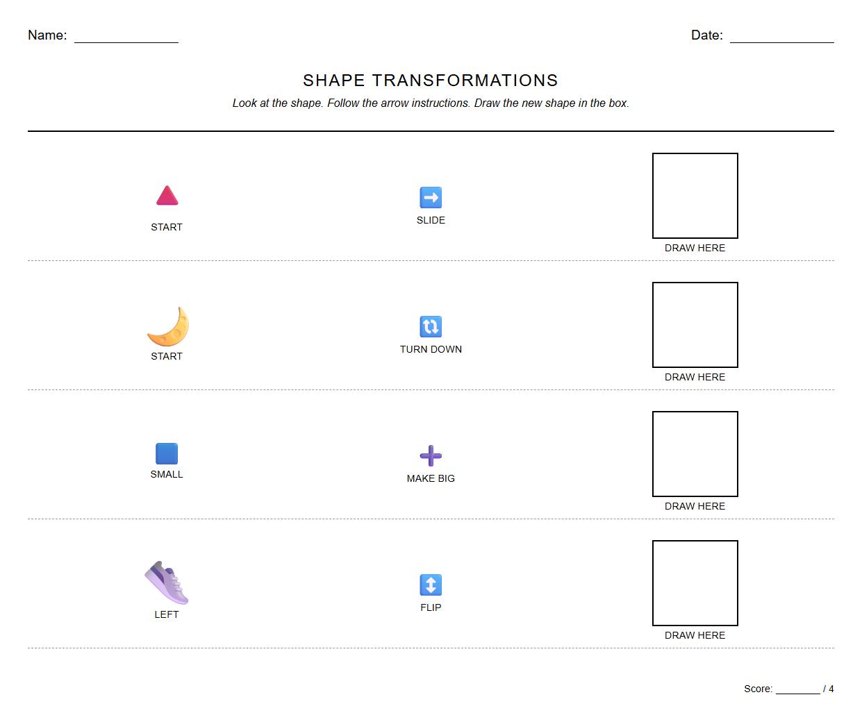 Visualizing Shape Transformations worksheet