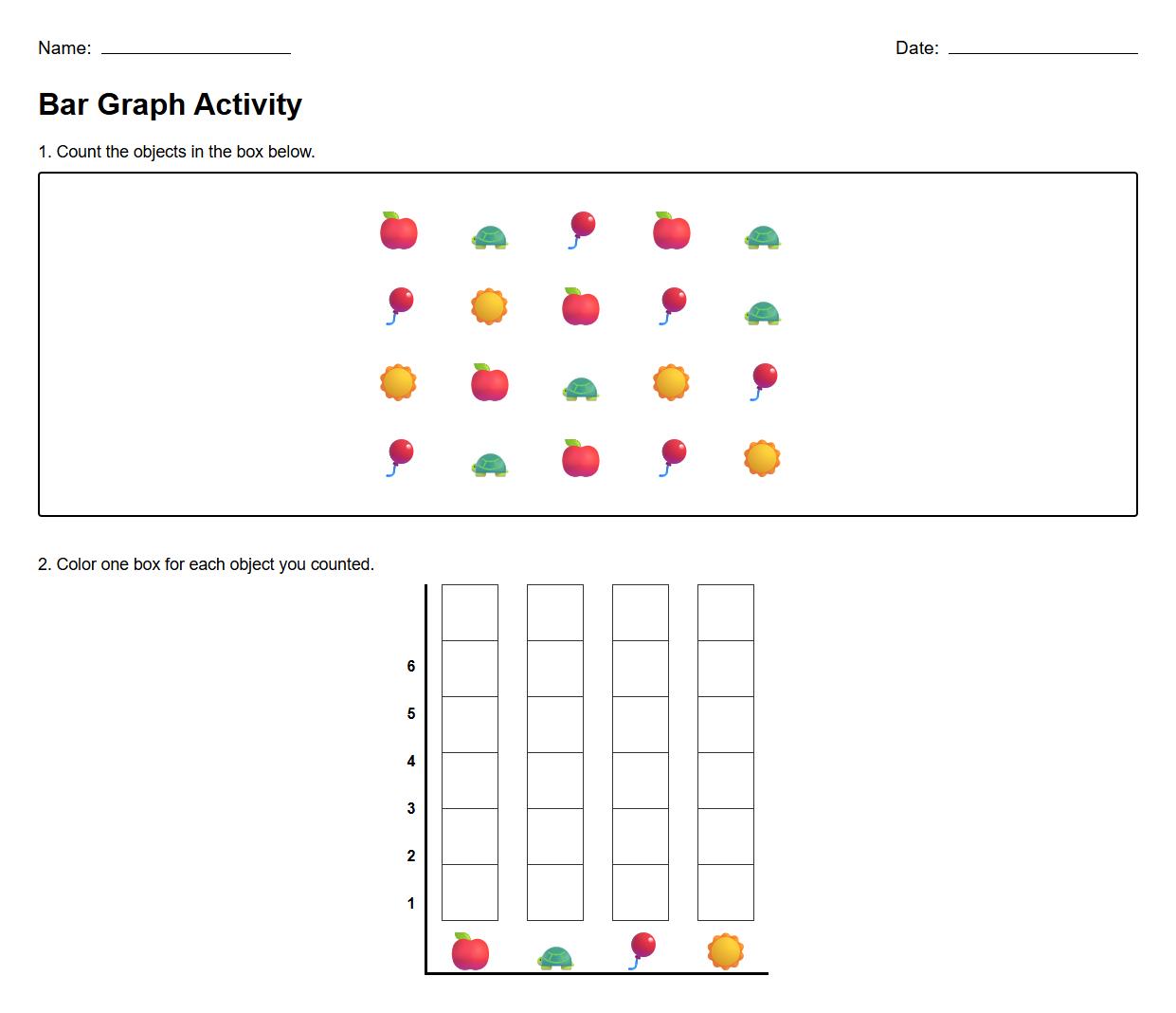 Bar Graph Worksheet for Counting Objects