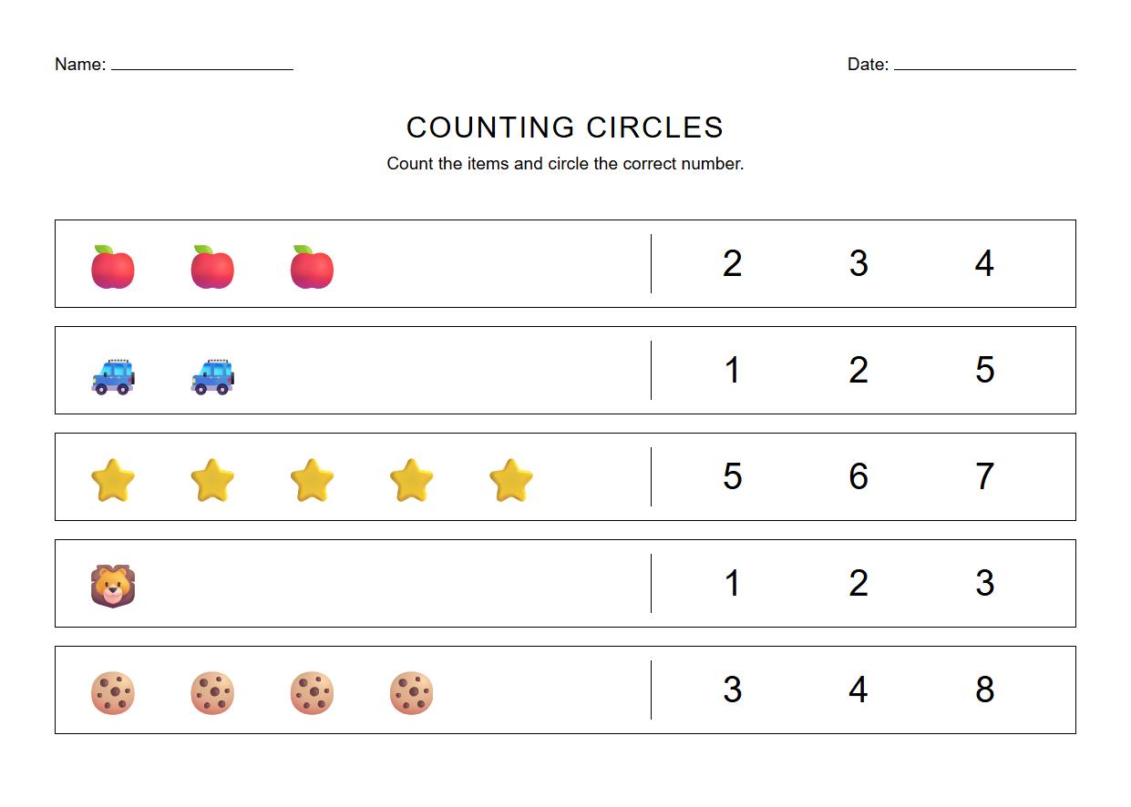 Circle Counting Worksheet for Early Numeracy