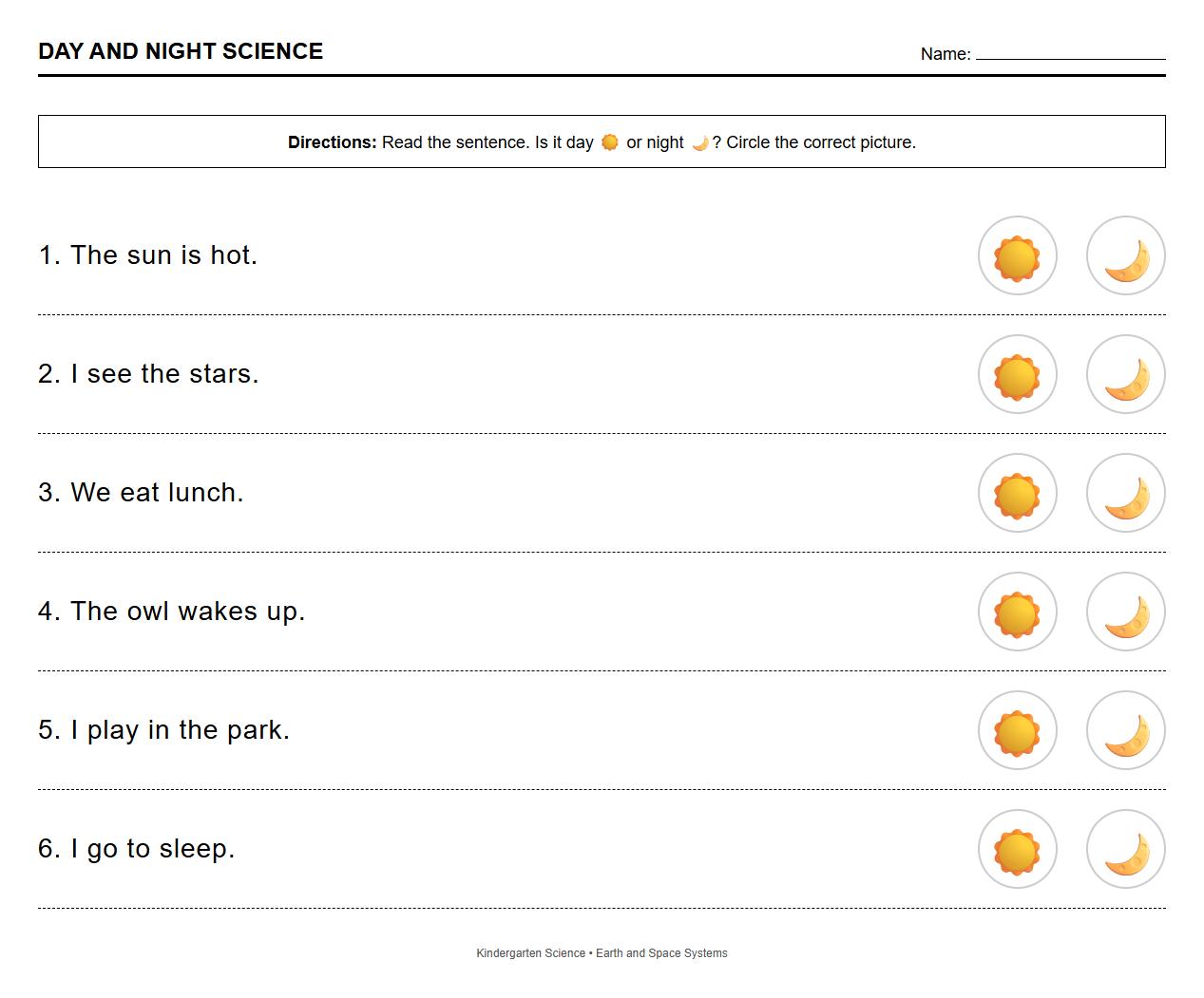 Decoding simple sentences describing daytime and nighttime events