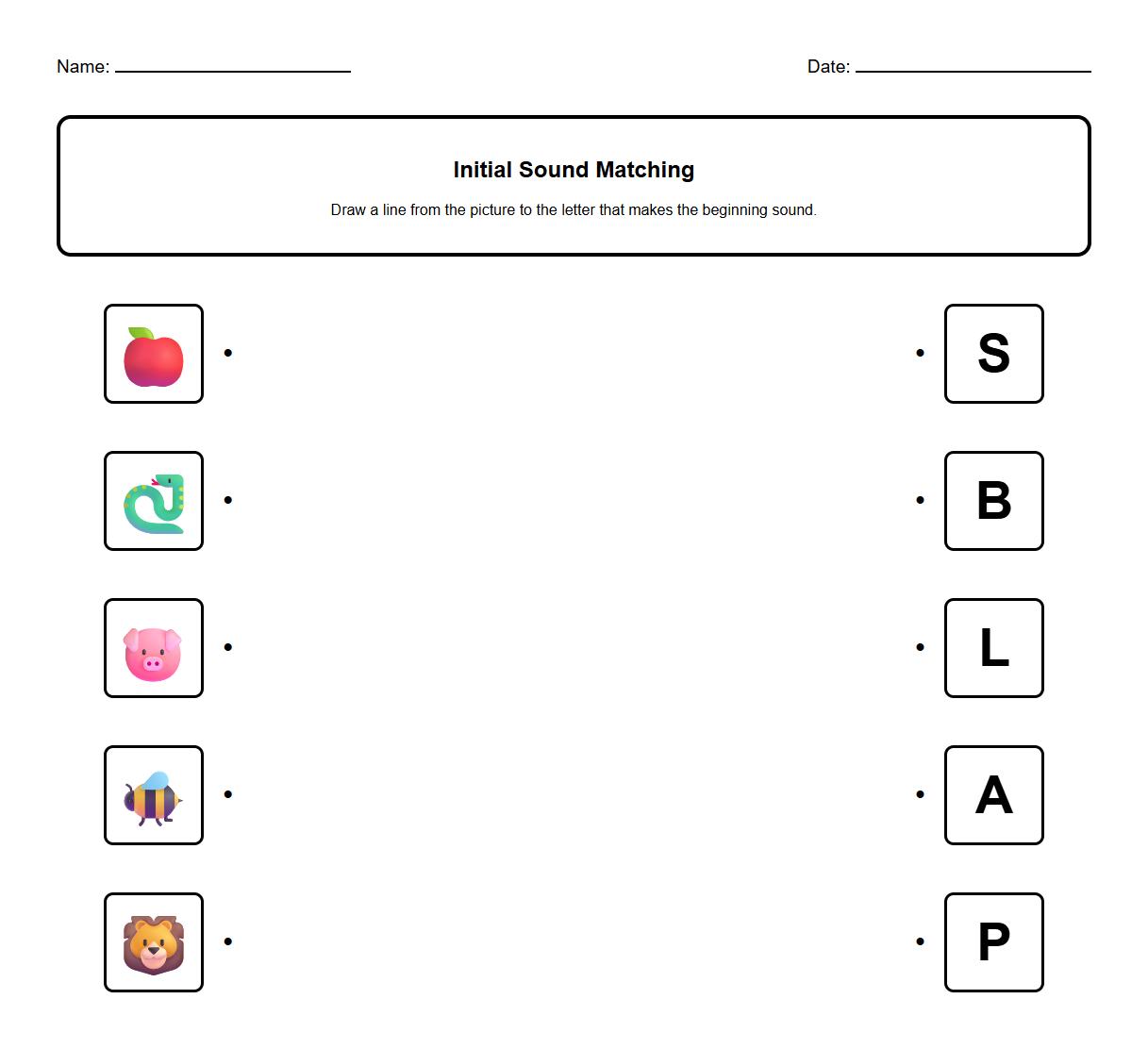 Initial Sound Matching Worksheet