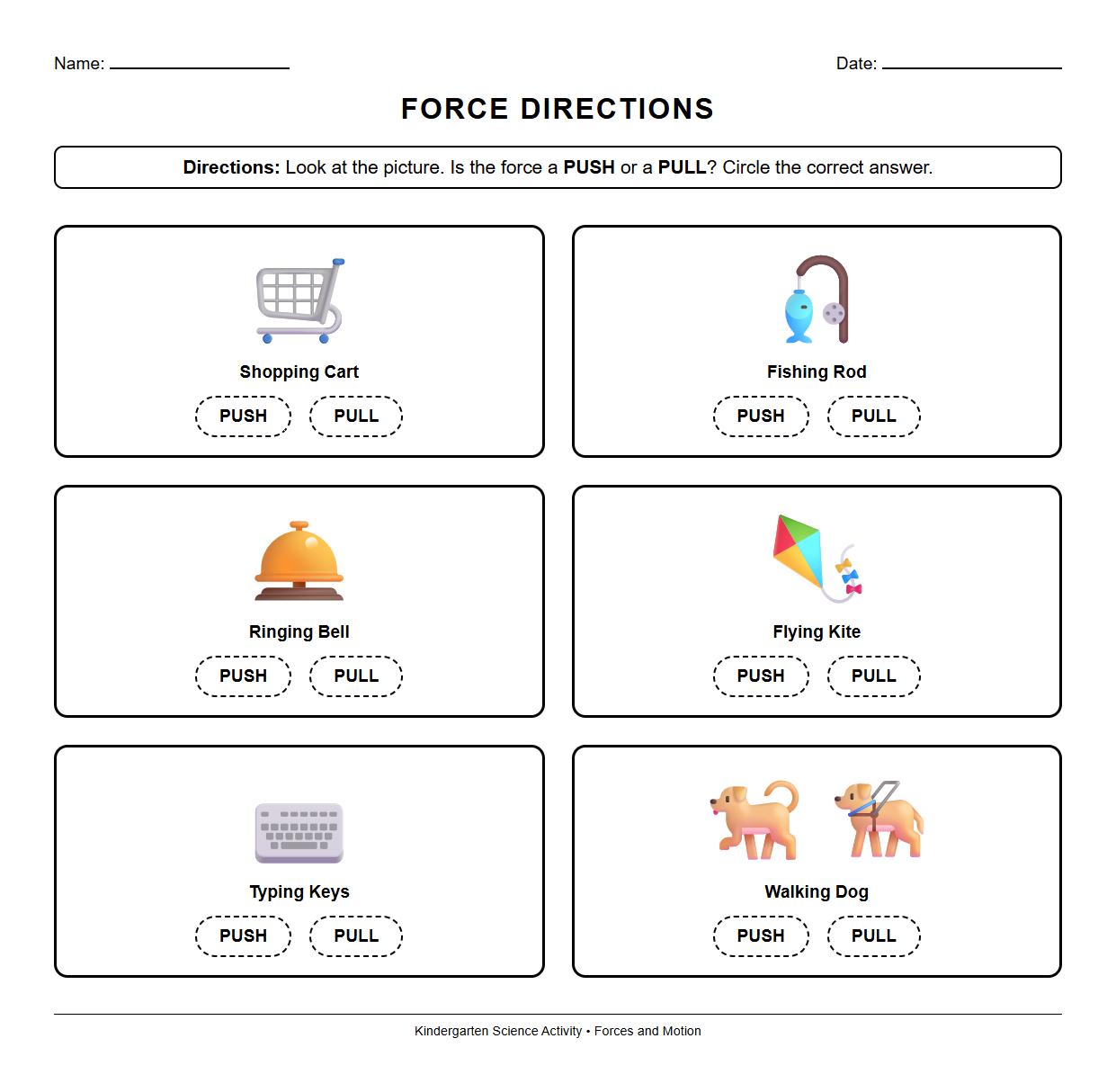 Labeling Force Directions in Everyday Scenes Worksheet