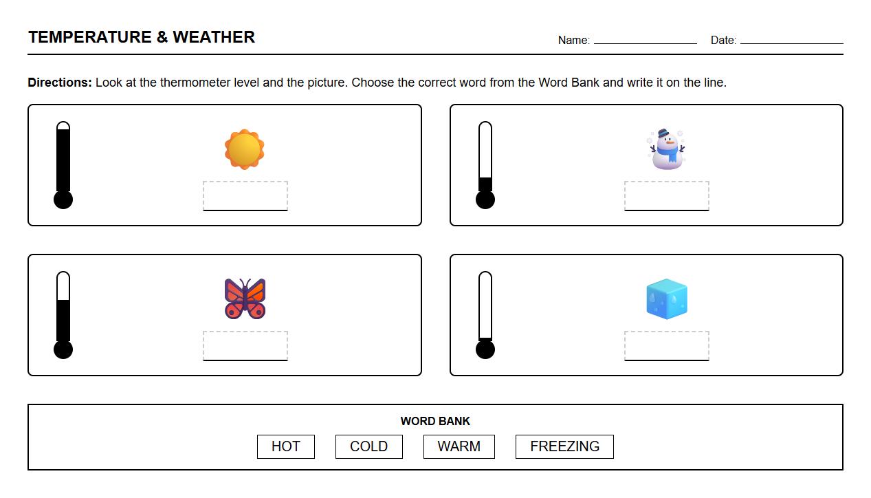Labeling Temperature Scales Connected to Weather Phenomena