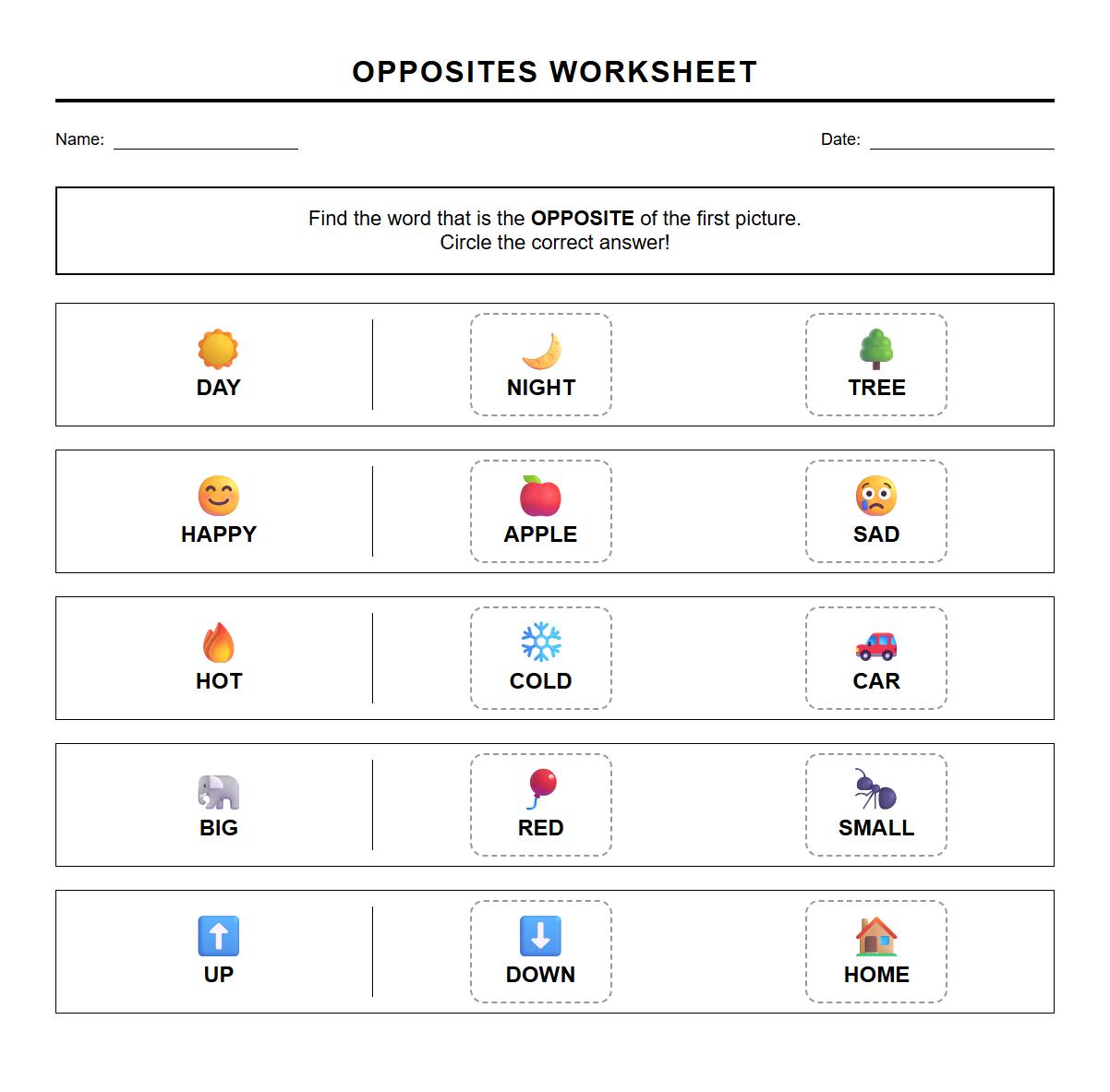 Multiple Choice Antonyms Identification Worksheet for Vocabulary Enhancement