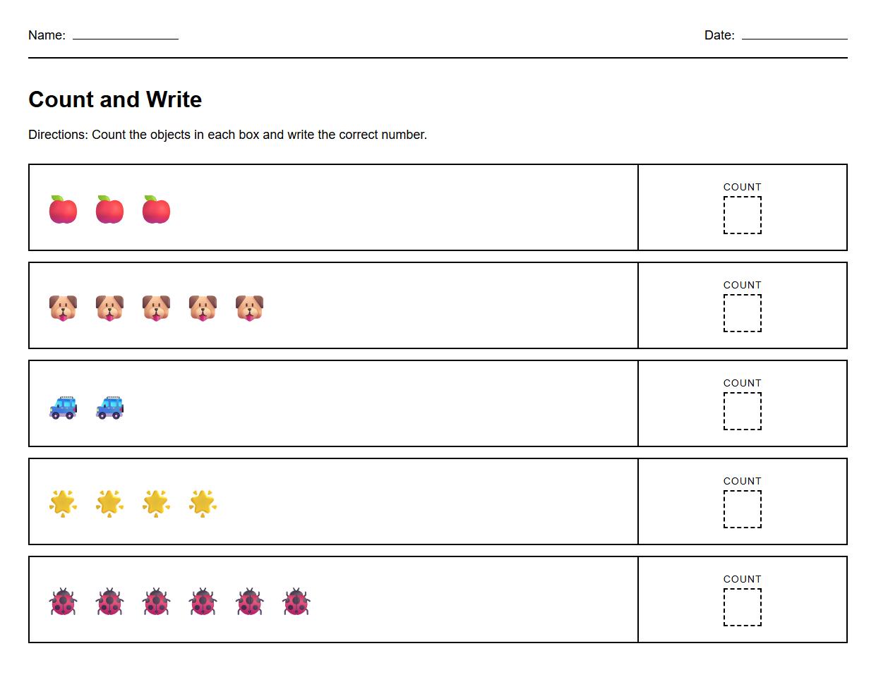 Number Representation with Counting Objects