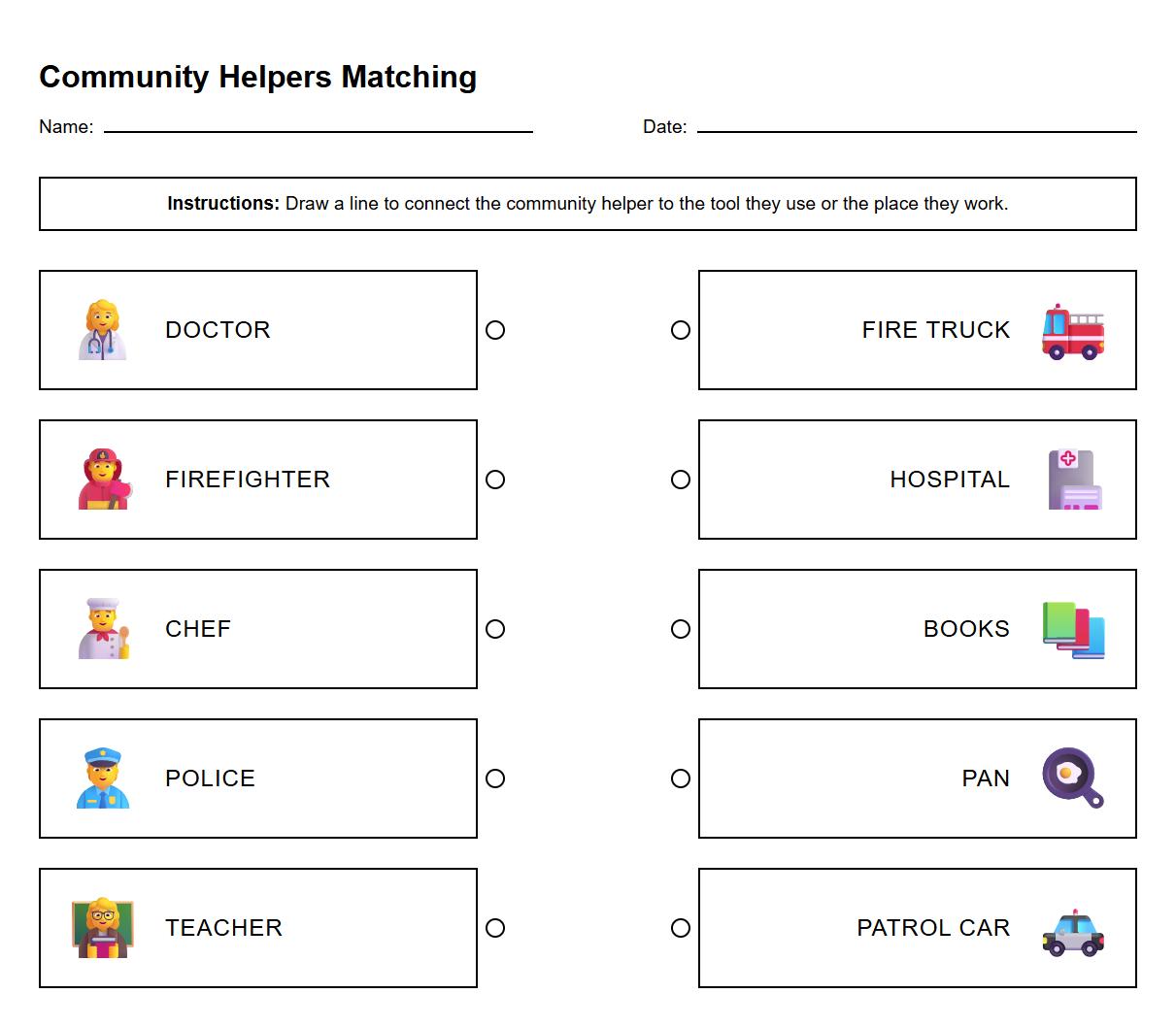 Occupation Function and Role Semantic Pairing Worksheet