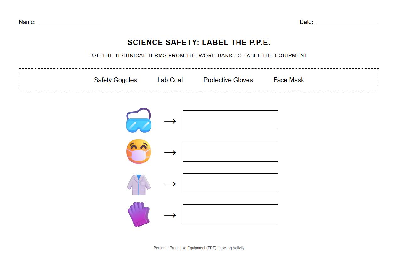 Personal Protective Equipment Labeling Diagram using Technical Terms