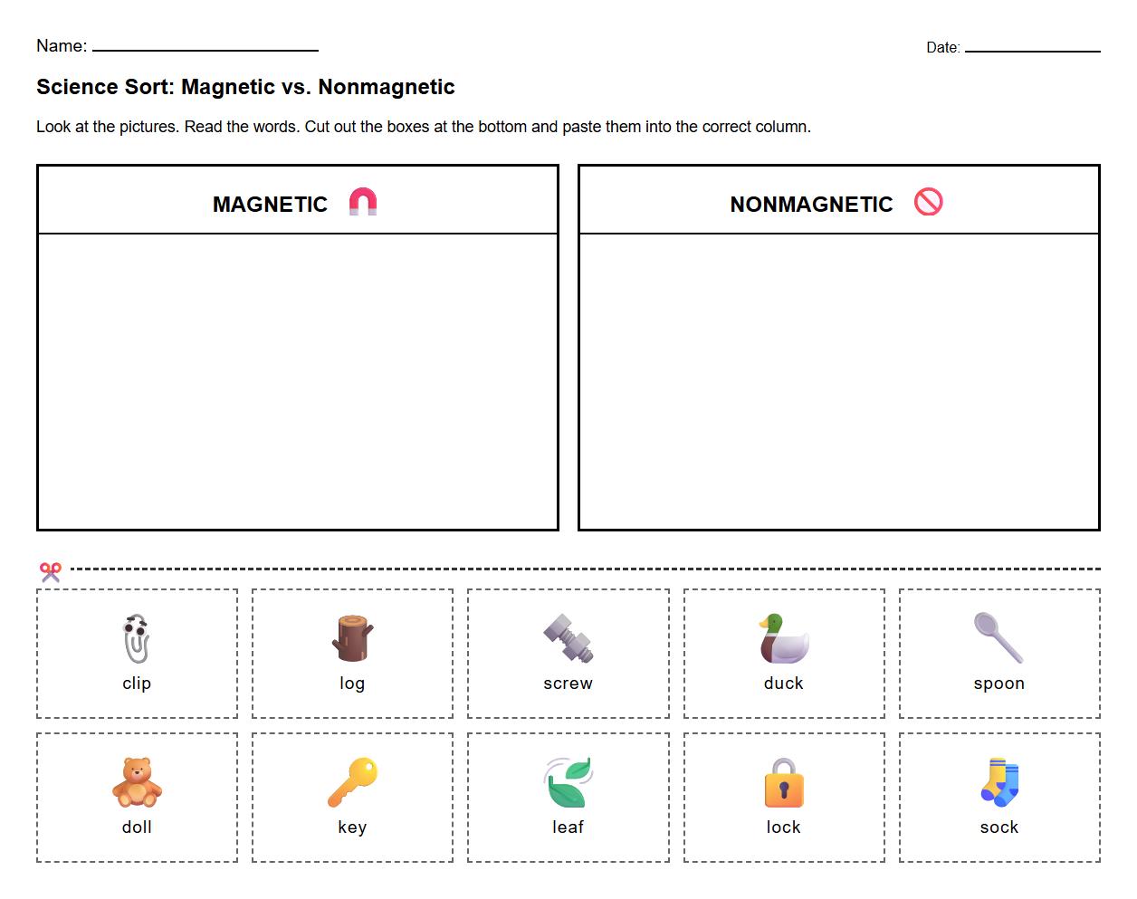 Phonics-Based Vocabulary Sort Magnetic vs Nonmagnetic