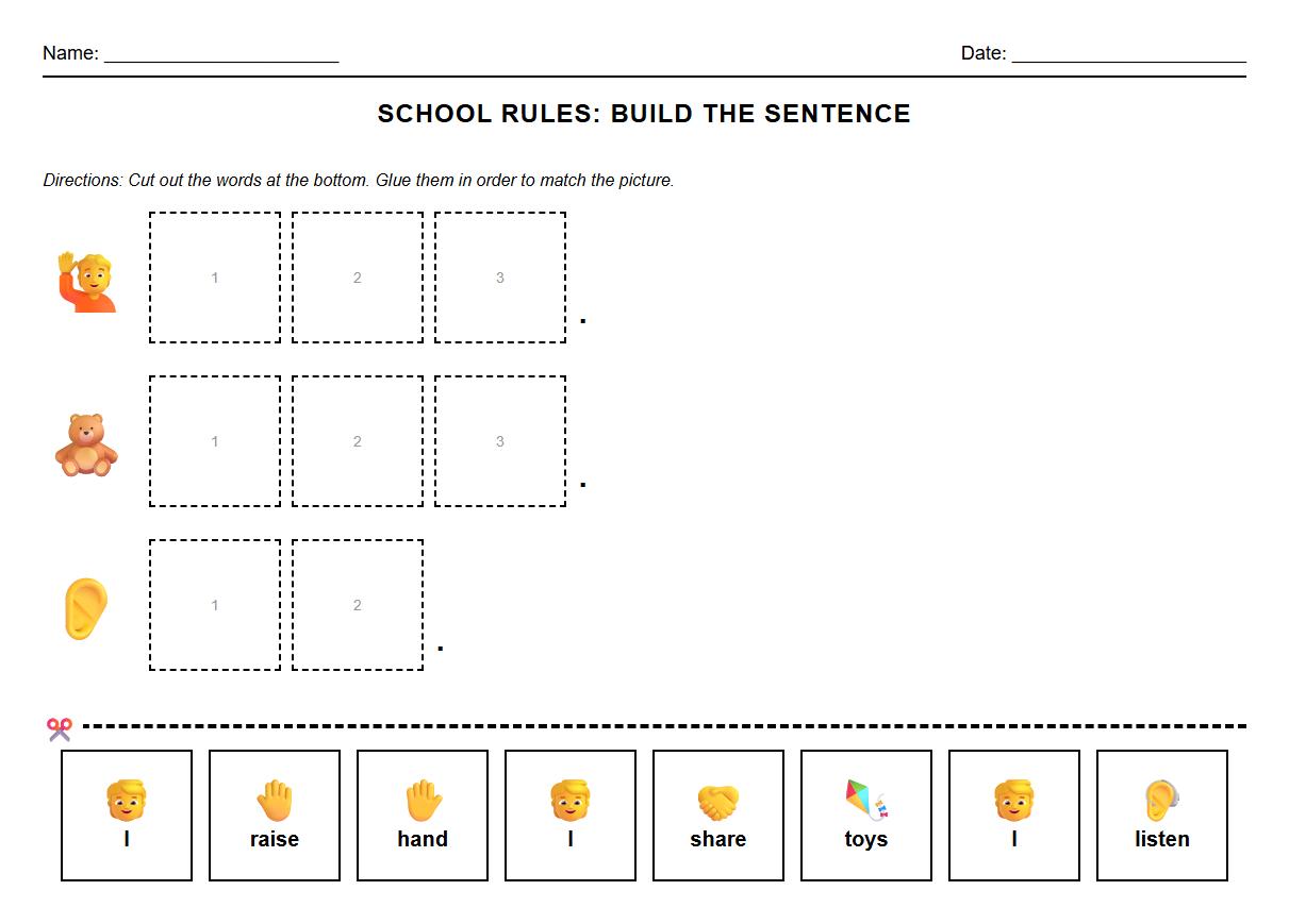 Picture Supported Sentence Construction for School Rules