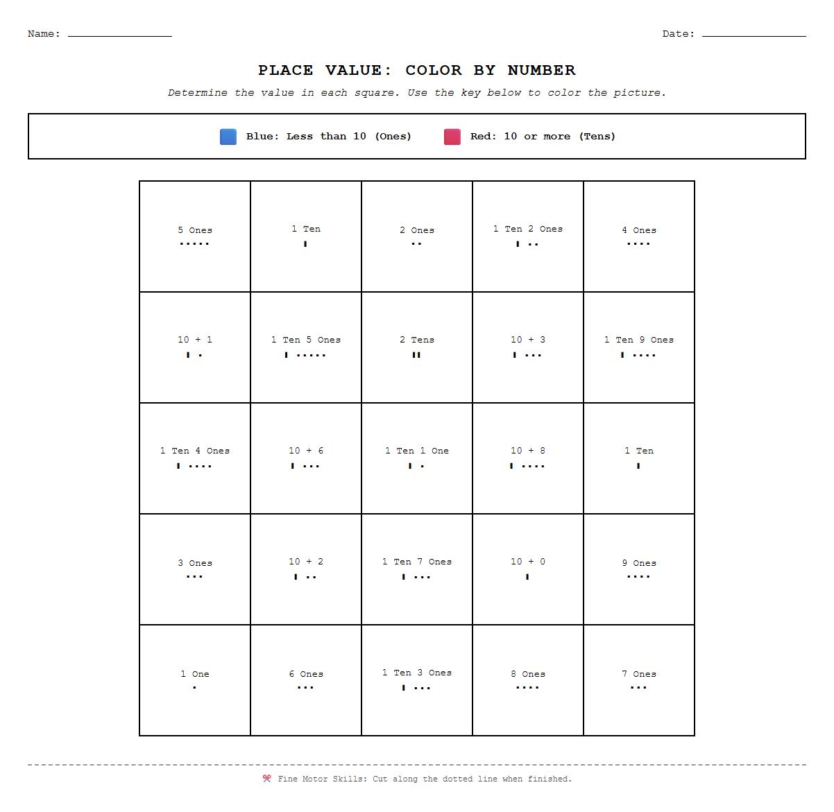 Place Value Counting Color by Number Activity