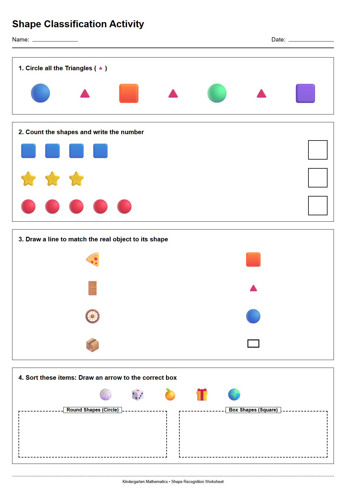 Shape Classification Activity Sheet