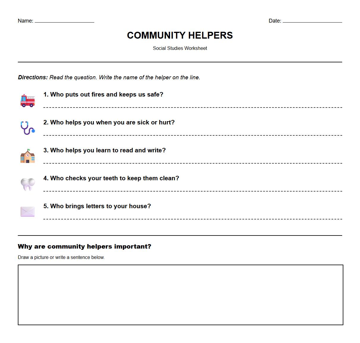 Short Answer Questions on Community Helpers Function and Importance