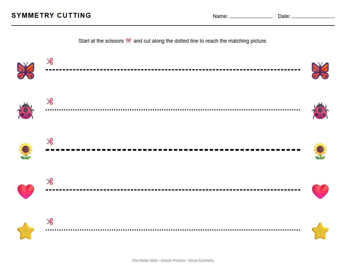 Symmetry Cutting Lines Activity