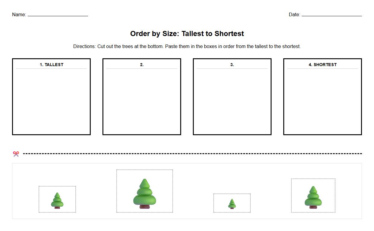 Visual Discrimination Measurement Task: Arranging by Tallest to Shortest