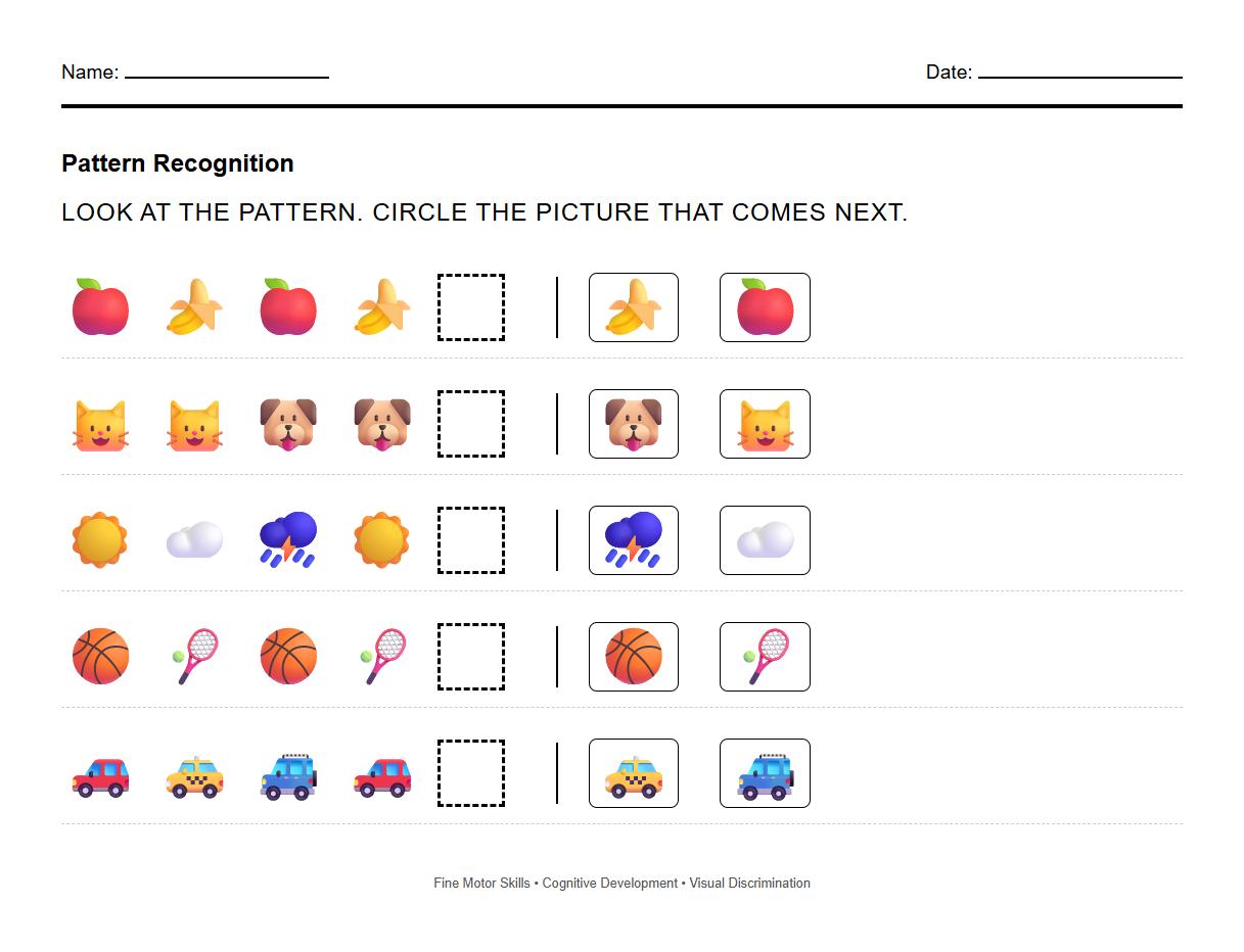 Visual Discrimination Patterns Recognition Worksheet