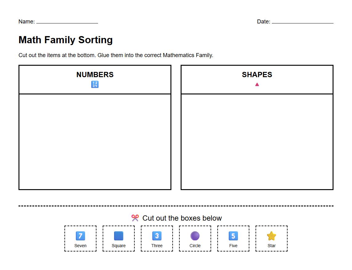 Word Family Categorization Worksheet