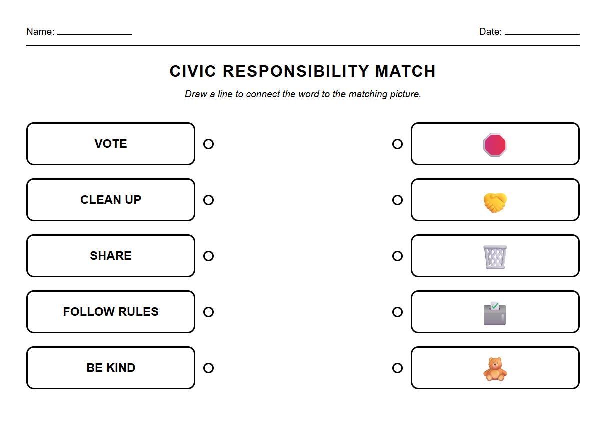 Word and Image Matching Task on Civic Responsibility Terms