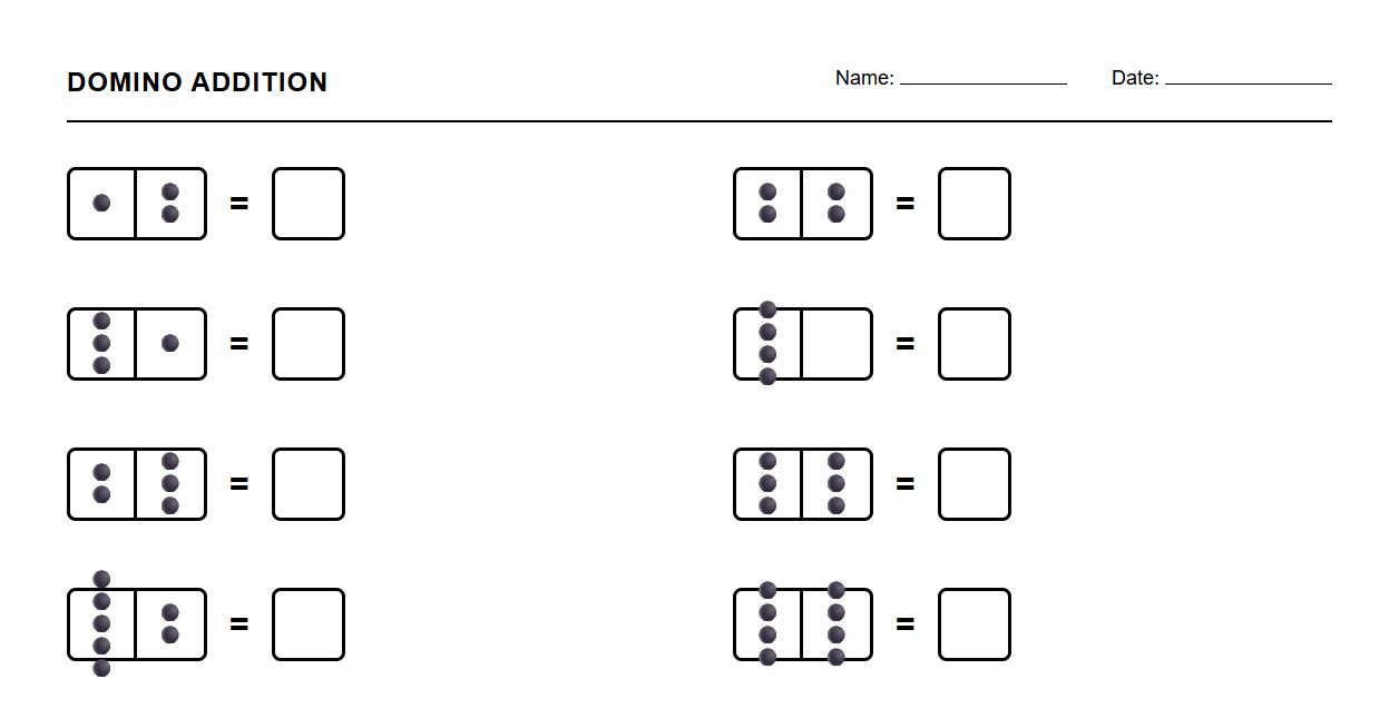 Addition with Domino Representation Worksheet