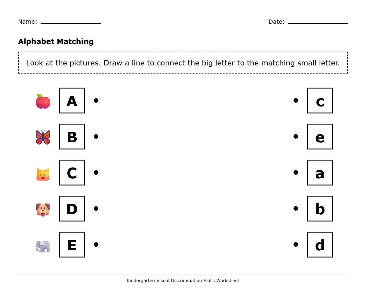 Alphabet Matching Worksheet for Visual Discrimination Skills
