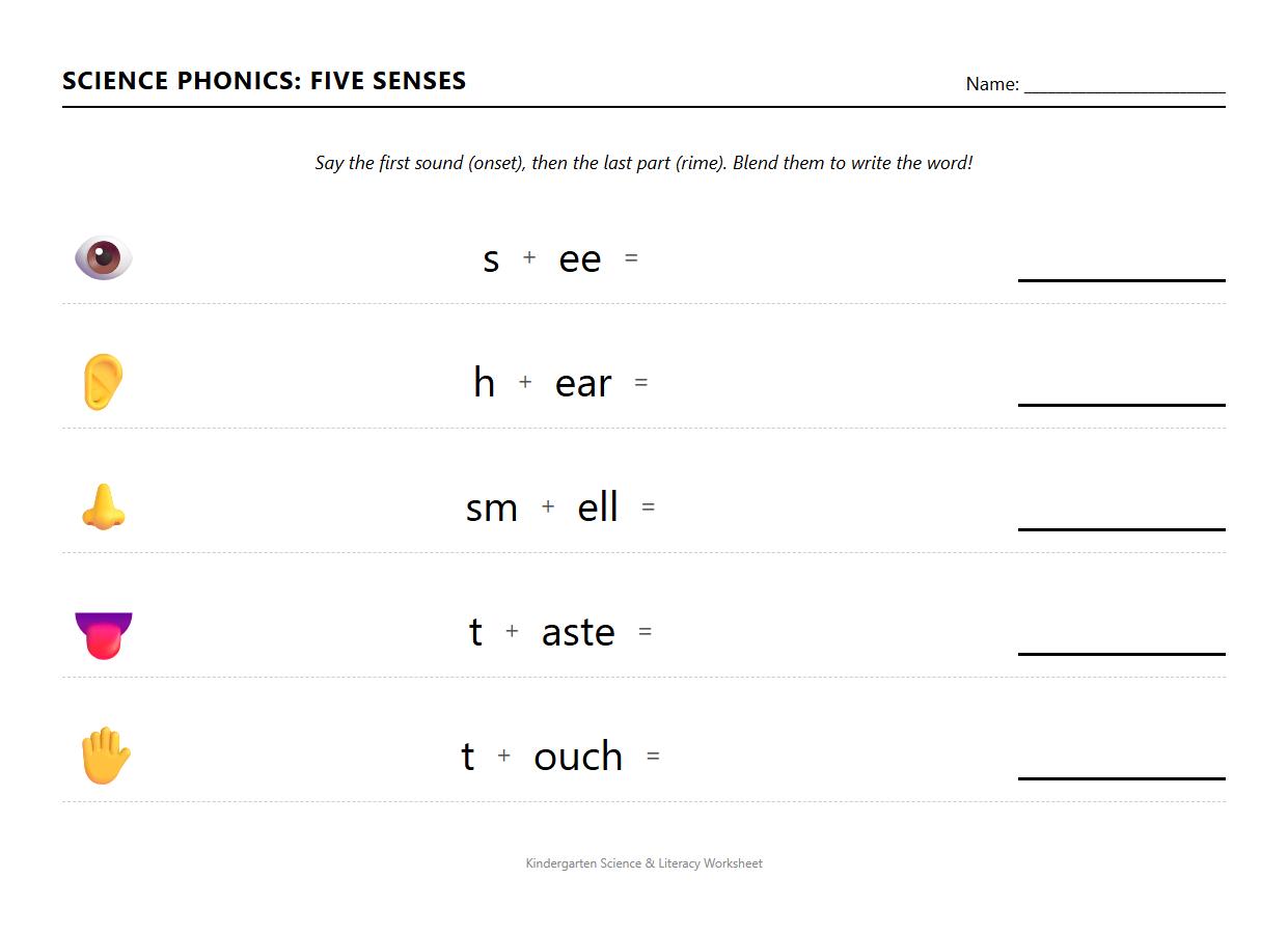 Blending onset and rime activities using five senses imagery
