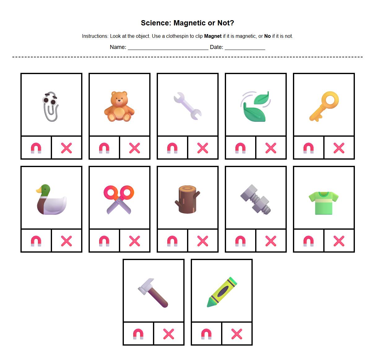 Clip Card Activity Identifying Magnetic Attributes