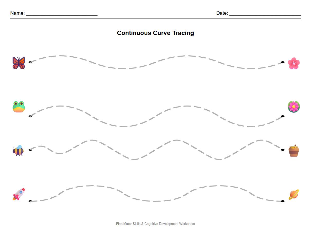 Continuous Curve Tracing Worksheet for Motor Planning Integration